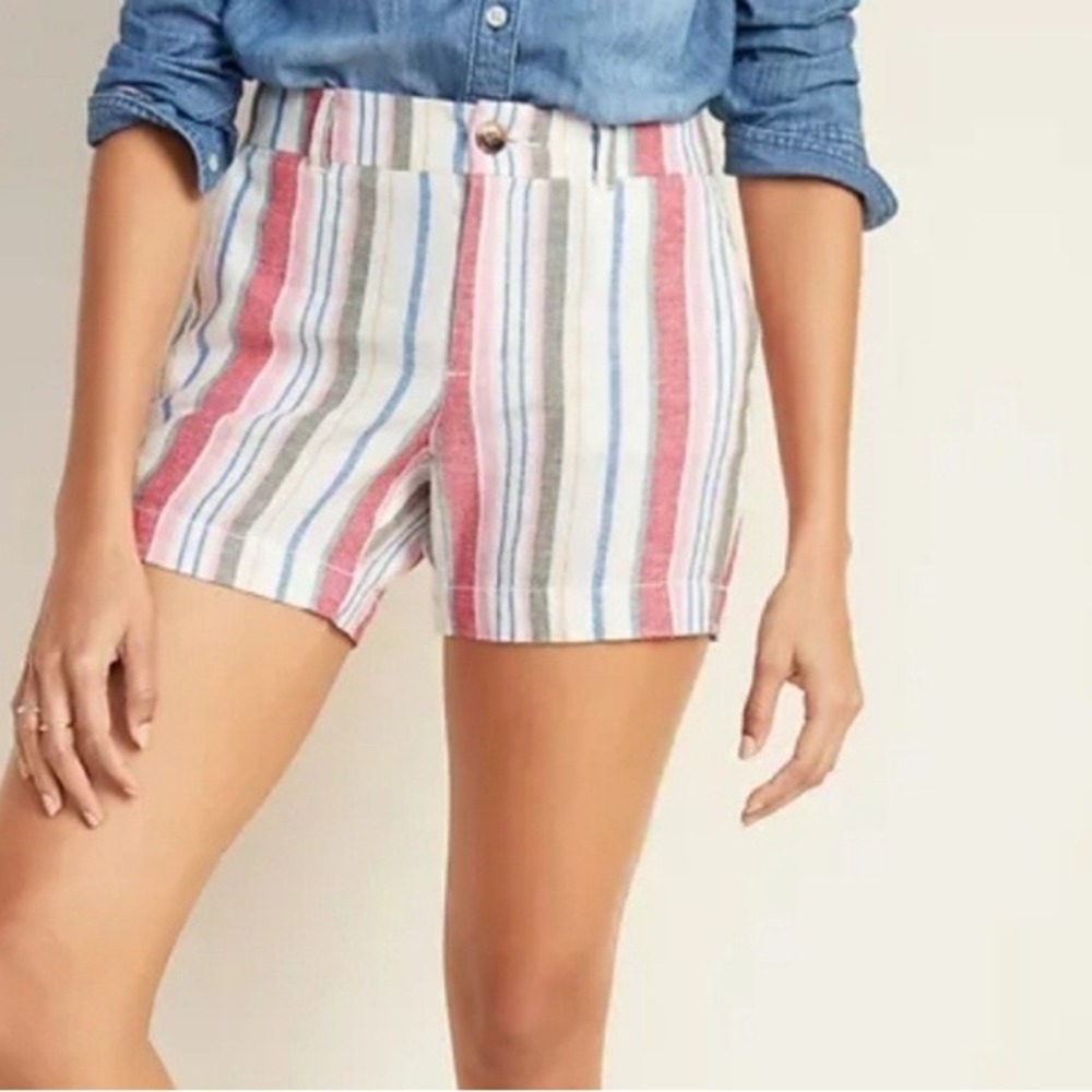 Old Navy Flirty Beachy Linen Blend Everyday Mid Rise Shorts NWT size 8